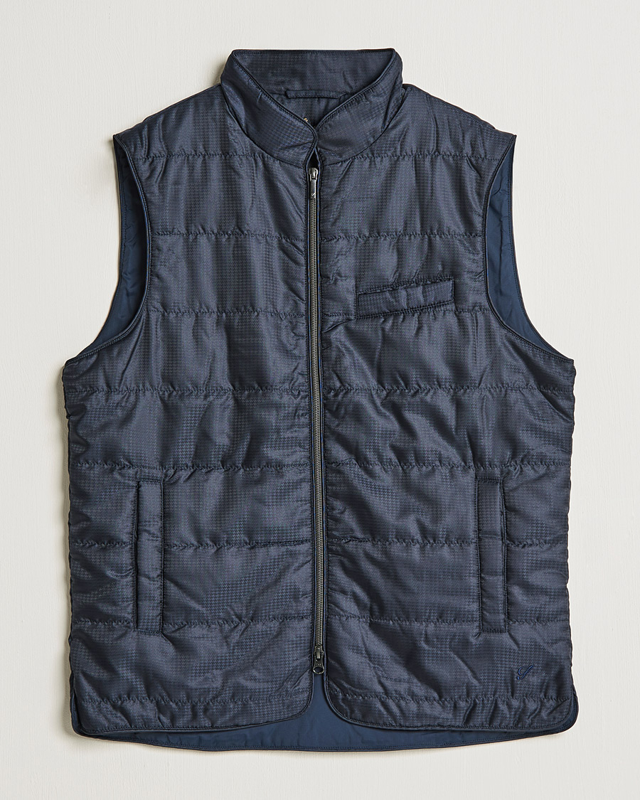 Mies | Takit | Stenströms | Houndstooth Padded Nylon Vest Navy