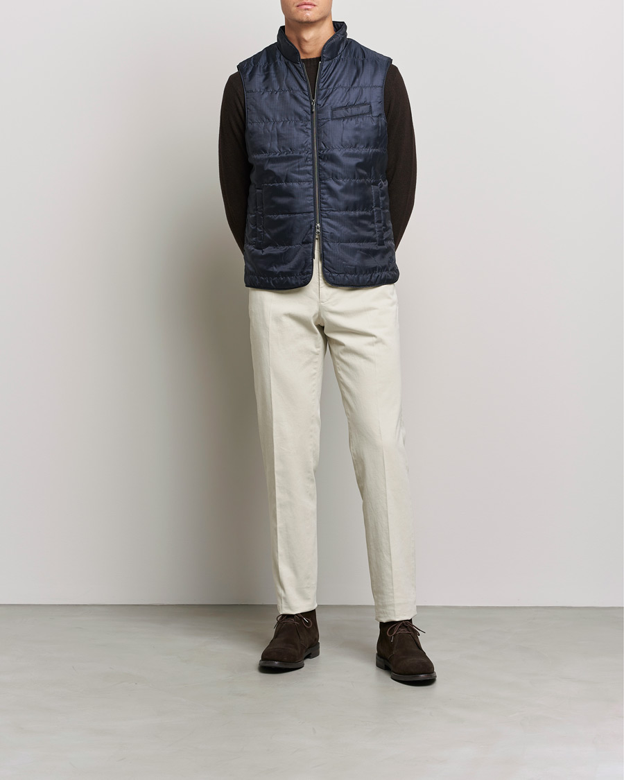 Mies | Takit | Stenströms | Houndstooth Padded Nylon Vest Navy
