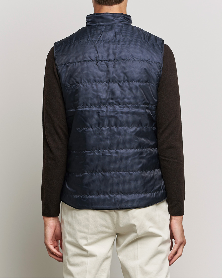 Mies | Takit | Stenströms | Houndstooth Padded Nylon Vest Navy