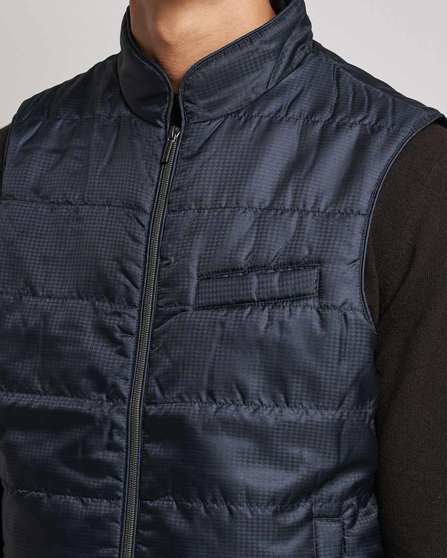 Mies | Takit | Stenströms | Houndstooth Padded Nylon Vest Navy