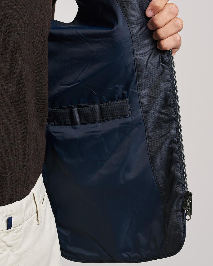 Mies | Takit | Stenströms | Houndstooth Padded Nylon Vest Navy