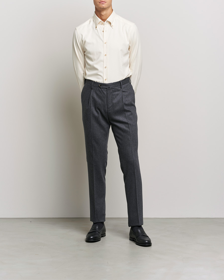 Mies | Kauluspaidat | Stenströms | Slimline Flannel Shirt Off White