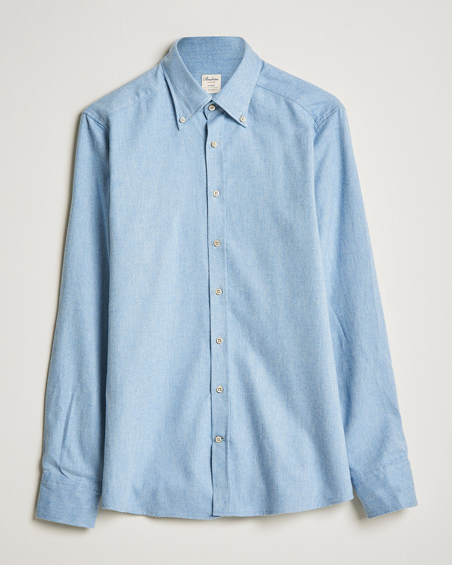 Mies | Kauluspaidat | Stenströms | Slimline Flannel Shirt Light Blue