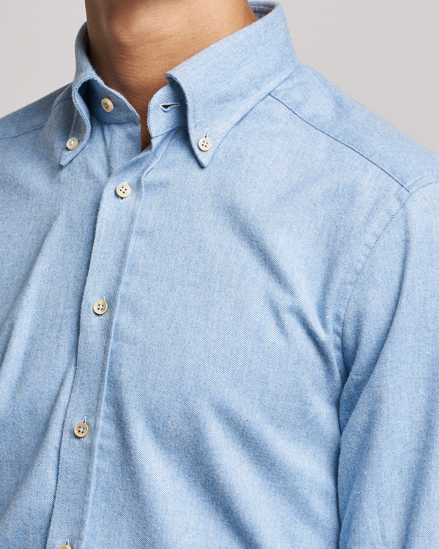 Mies | Kauluspaidat | Stenströms | Slimline Flannel Shirt Light Blue
