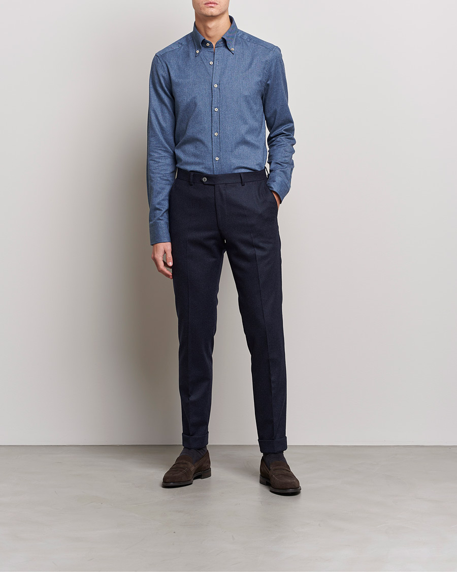 Mies | Kauluspaidat | Stenströms | Slimline Flannel Shirt Blue
