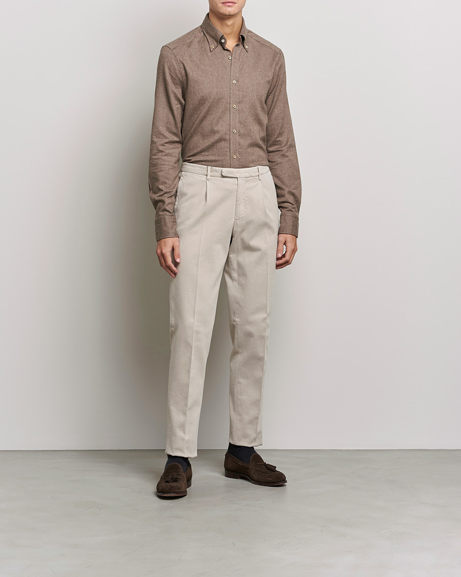 Mies | Kauluspaidat | Stenströms | Slimline Flannel Shirt Brown