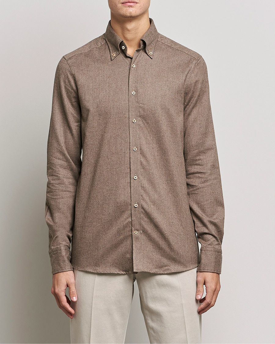 Mies | Alennusmyynti vaatteet | Stenströms | Slimline Flannel Shirt Light Brown