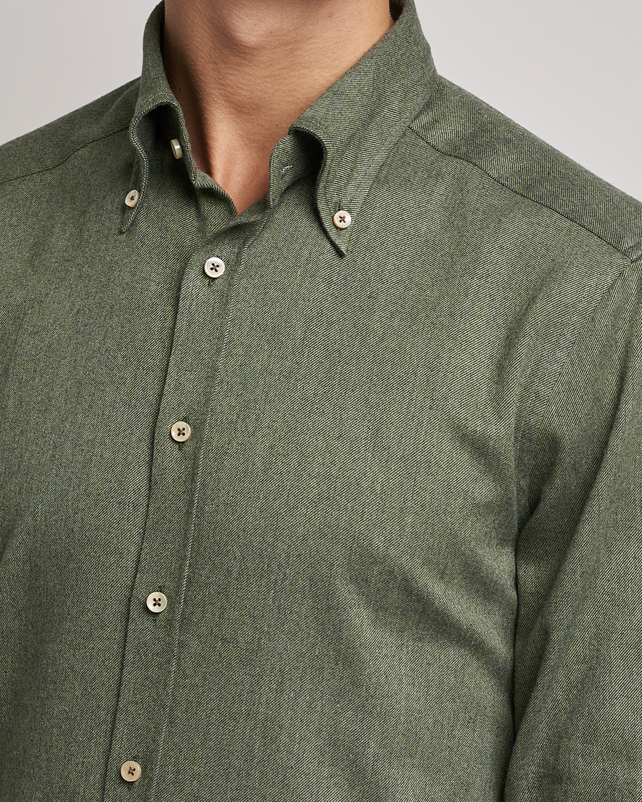 Mies | Kauluspaidat | Stenströms | Slimline Flannel Shirt Dark Green