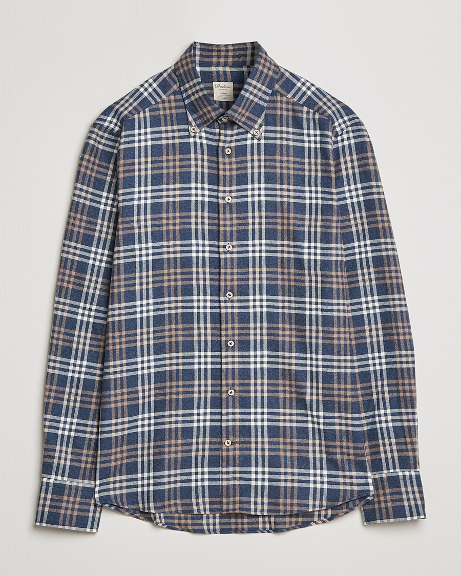 Mies | Kauluspaidat | Stenströms | Slimline Checked Flannel Shirt Blue