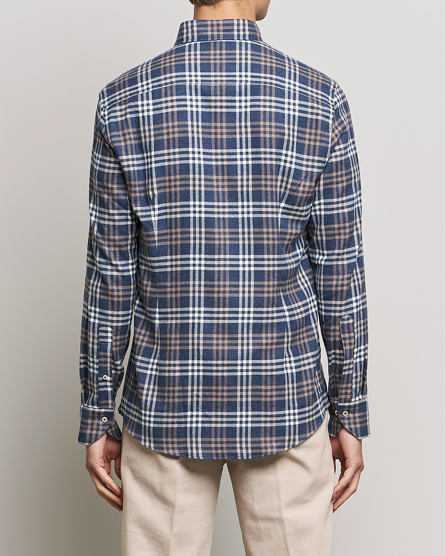 Mies | Kauluspaidat | Stenströms | Slimline Checked Flannel Shirt Blue
