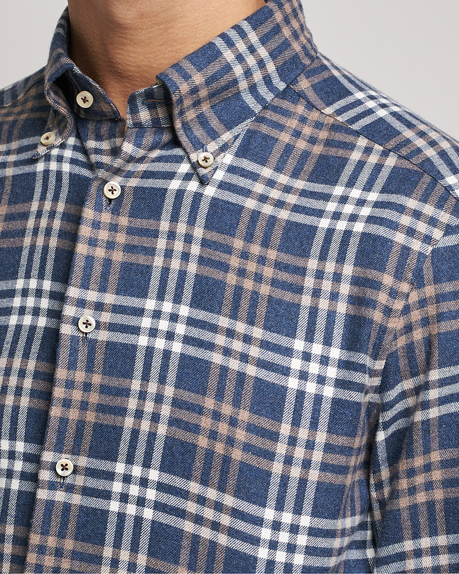 Mies | Kauluspaidat | Stenströms | Slimline Checked Flannel Shirt Blue