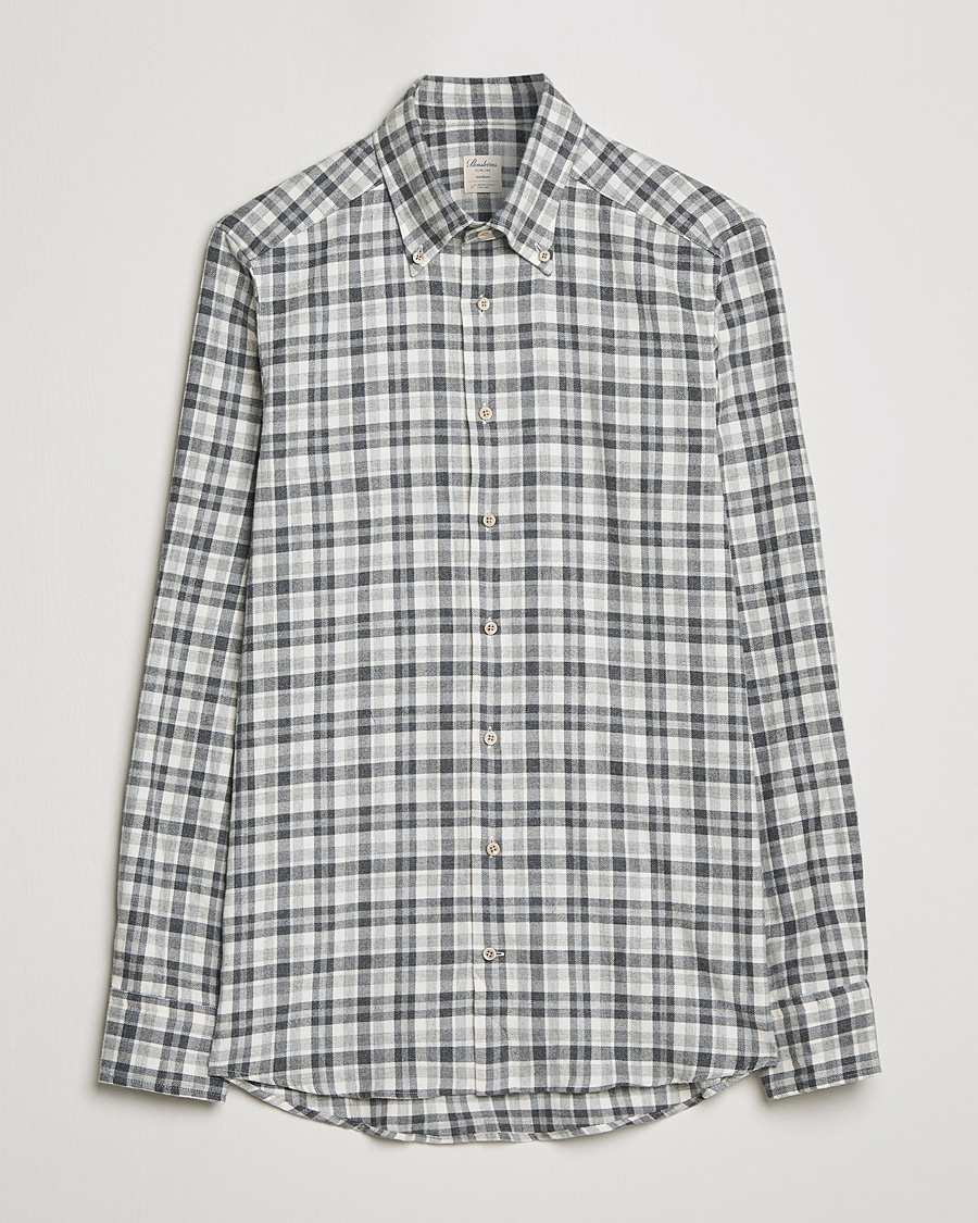 Mies | Kauluspaidat | Stenströms | Slimline Checked Flannel Shirt Grey/White