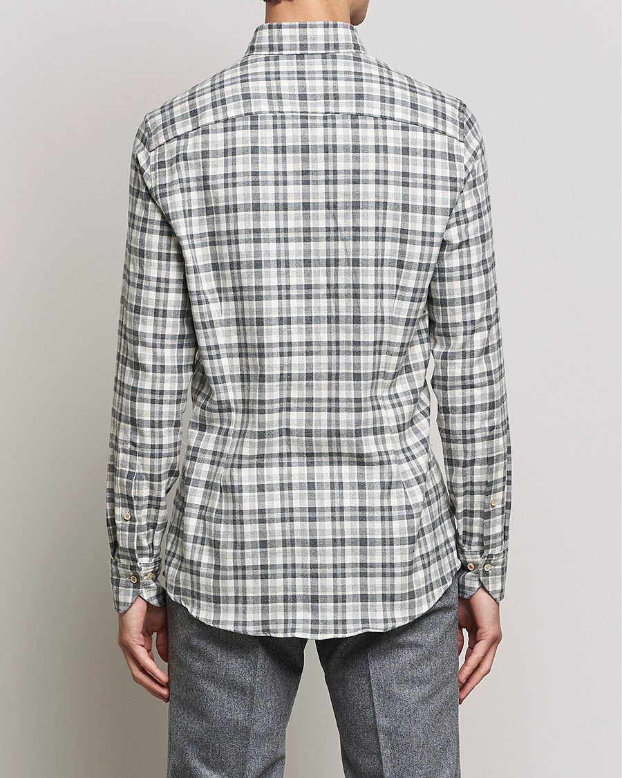 Mies | Kauluspaidat | Stenströms | Slimline Checked Flannel Shirt Grey/White