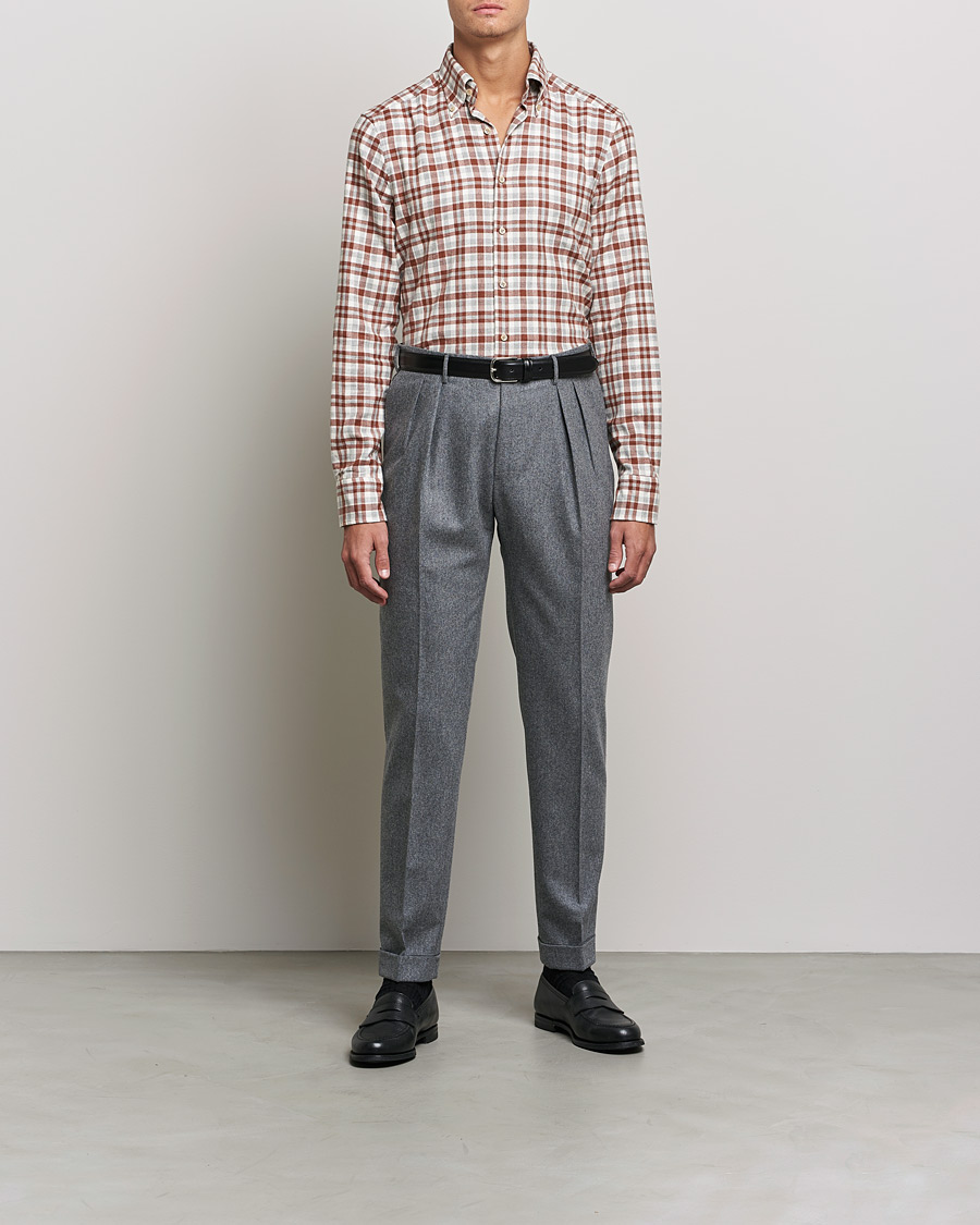 Mies | Kauluspaidat | Stenströms | Slimline Checked Flannel Shirt Red/White