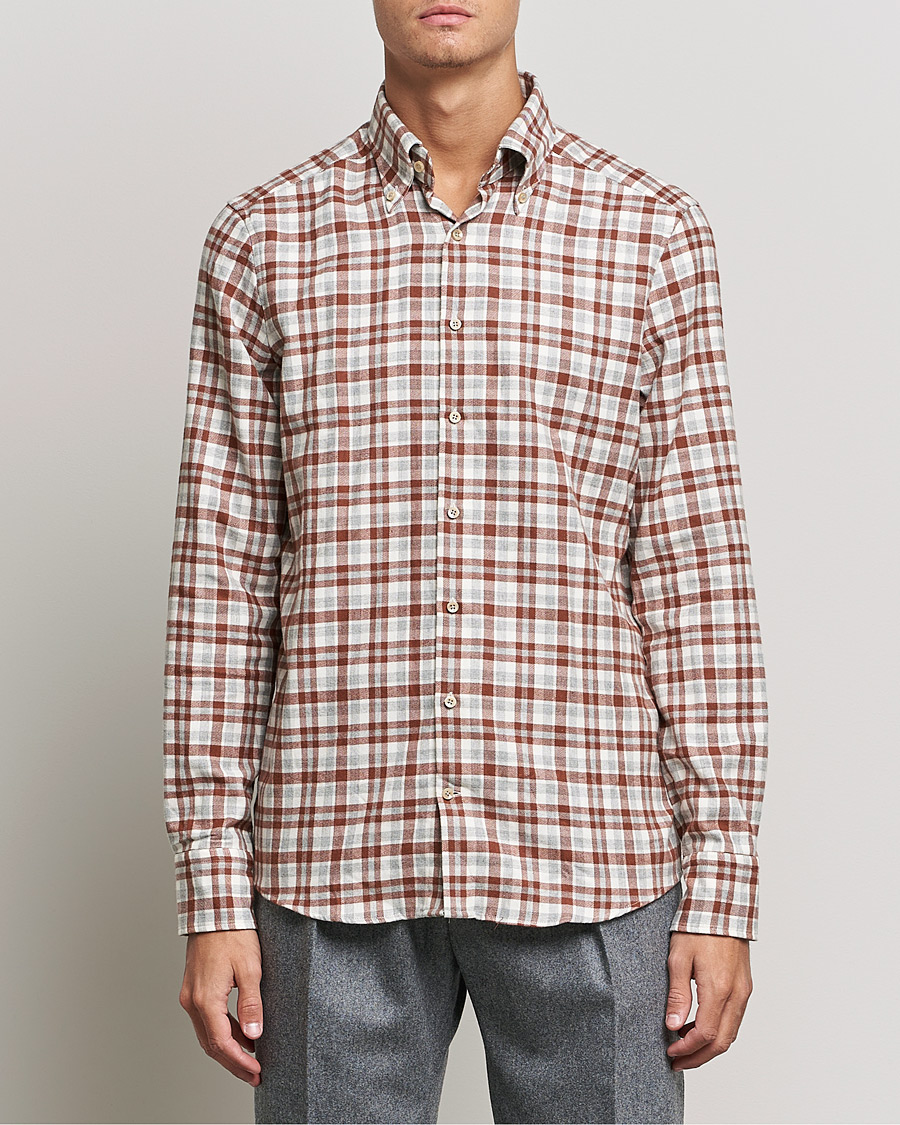 Mies | Kauluspaidat | Stenströms | Slimline Checked Flannel Shirt Red/White