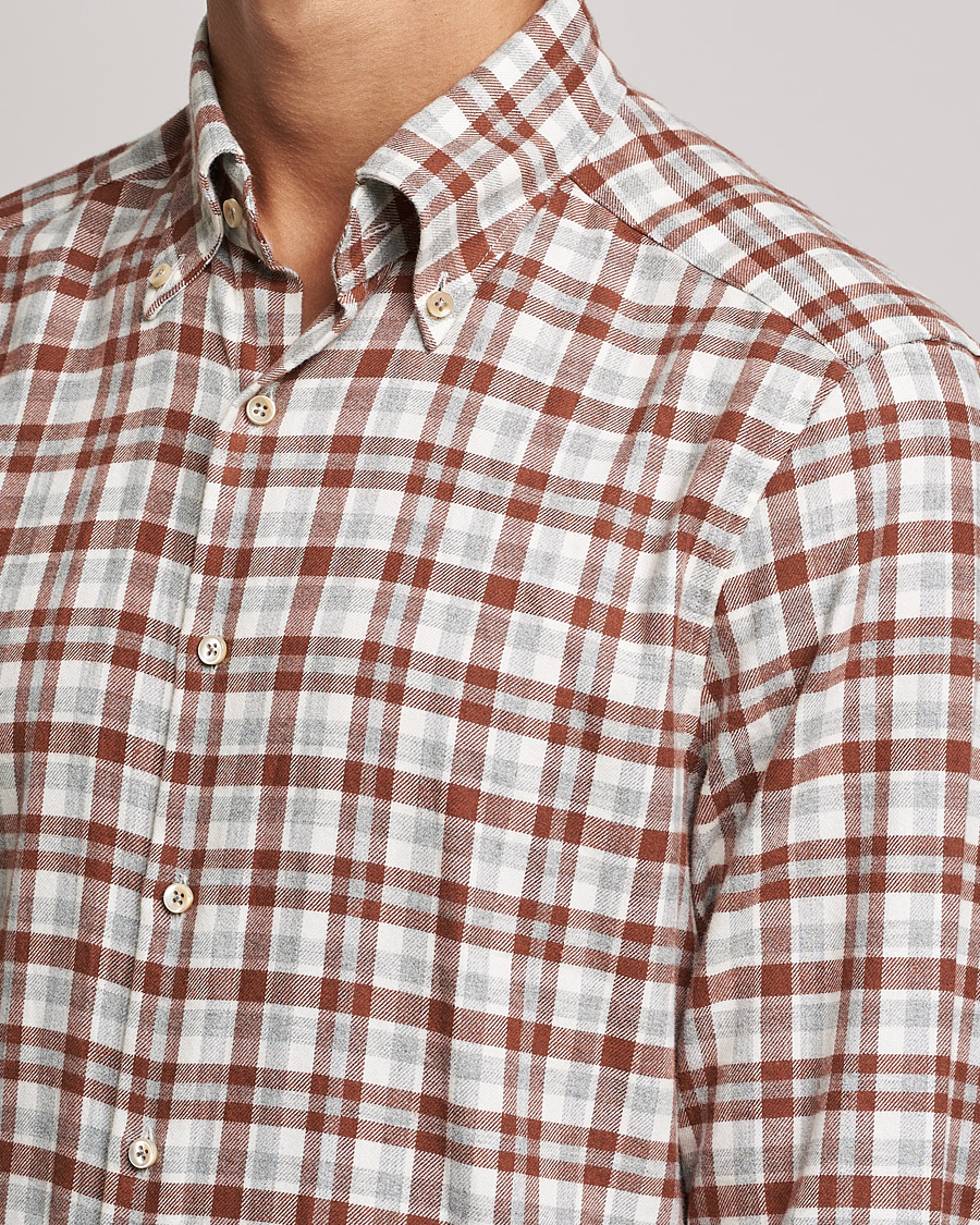 Mies | Kauluspaidat | Stenströms | Slimline Checked Flannel Shirt Red/White