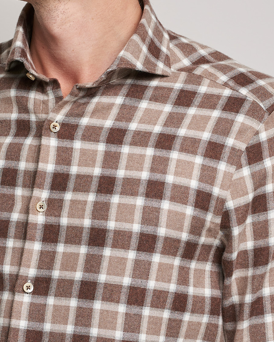 Mies | Kauluspaidat | Stenströms | Slimline Checked Flannel Shirt Brown