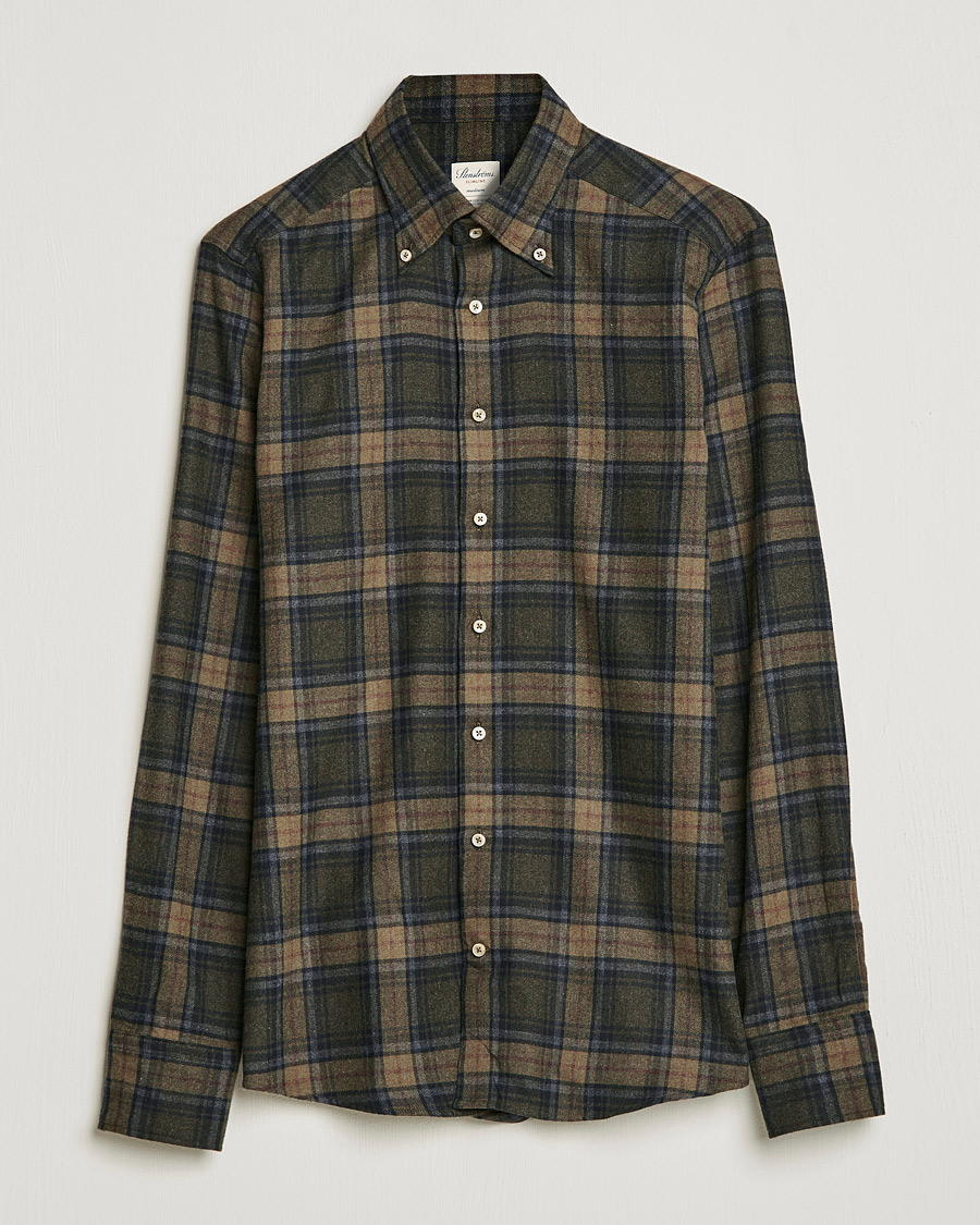 Mies | Kauluspaidat | Stenströms | Slimline Checked Flannel Shirt Dark Green