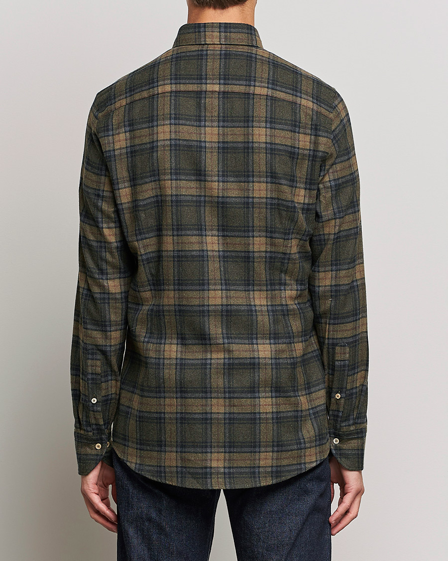Mies | Kauluspaidat | Stenströms | Slimline Checked Flannel Shirt Dark Green