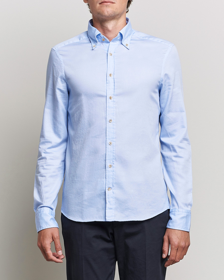 Mies | Kauluspaidat | Stenströms | Slimline Button Down Printed Oxford Shirt Light Blue