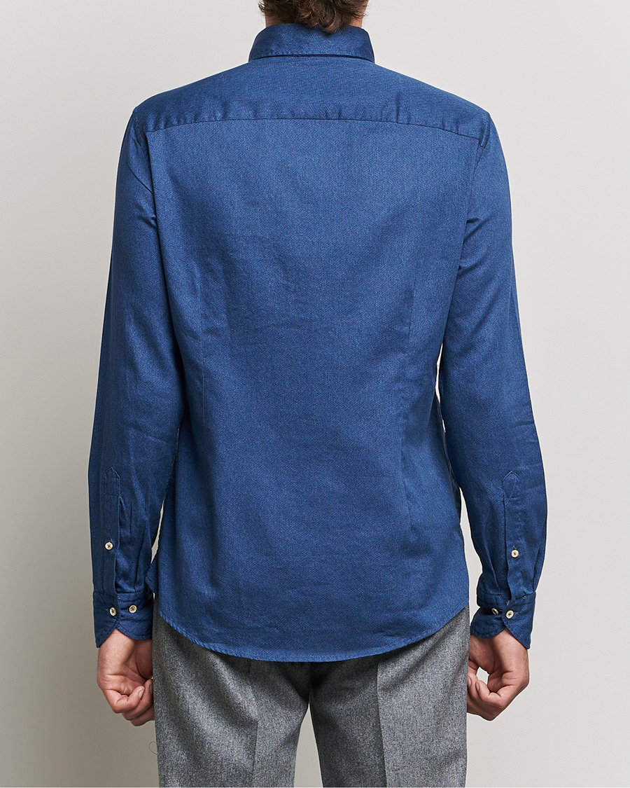 Mies | Kauluspaidat | Stenströms | Slimline Button Down Printed Oxford Shirt Indigo Blue