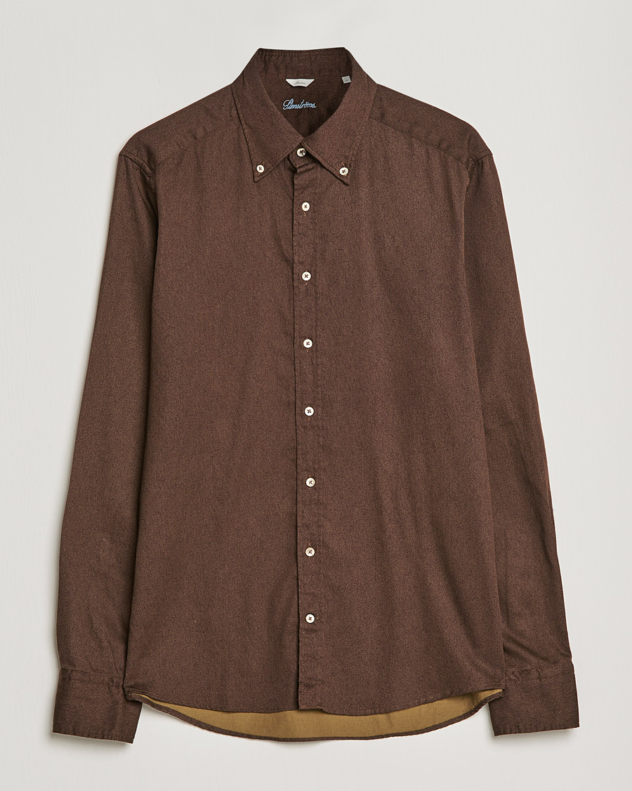 Mies | Kauluspaidat | Stenströms | Slimline Button Down Printed Oxford Shirt Brown