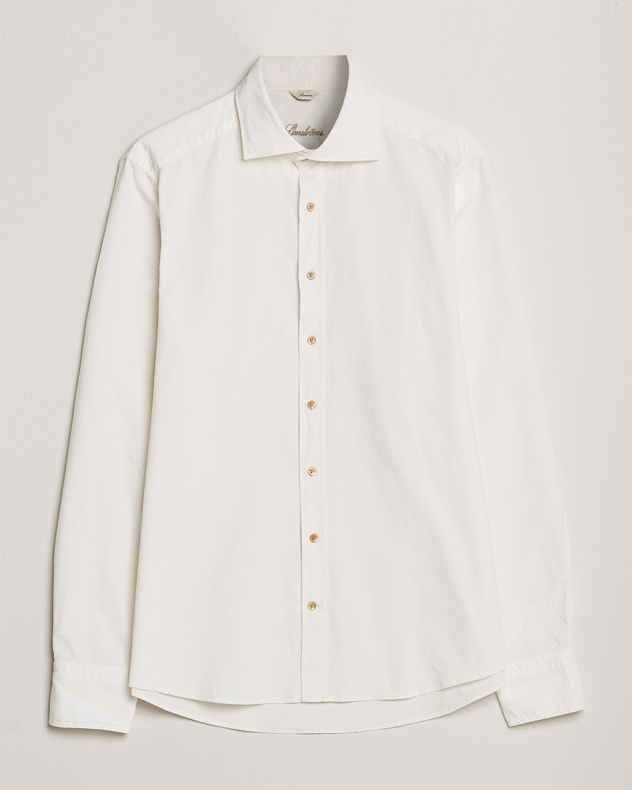 Mies | Kauluspaidat | Stenströms | Slimline Washed Cut Away Corduroy Shirt White