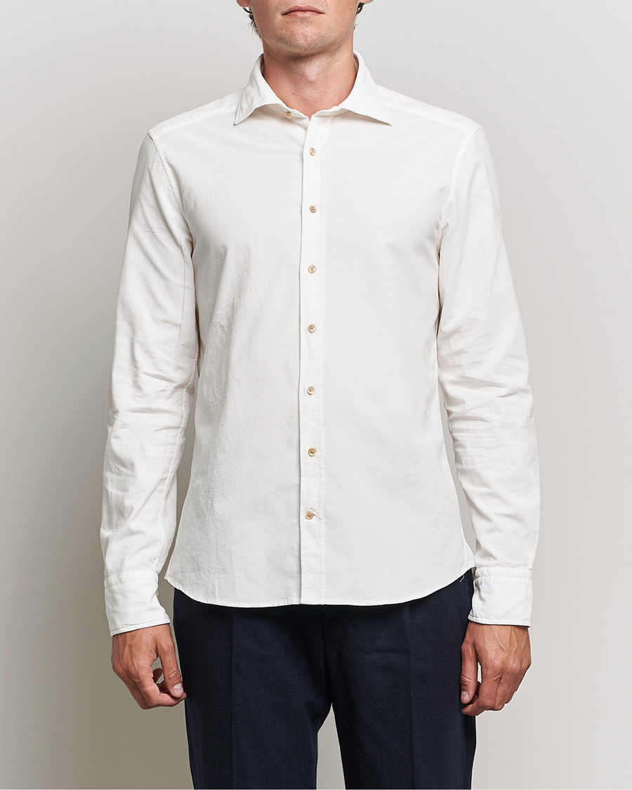 Mies | Kauluspaidat | Stenströms | Slimline Washed Cut Away Corduroy Shirt White