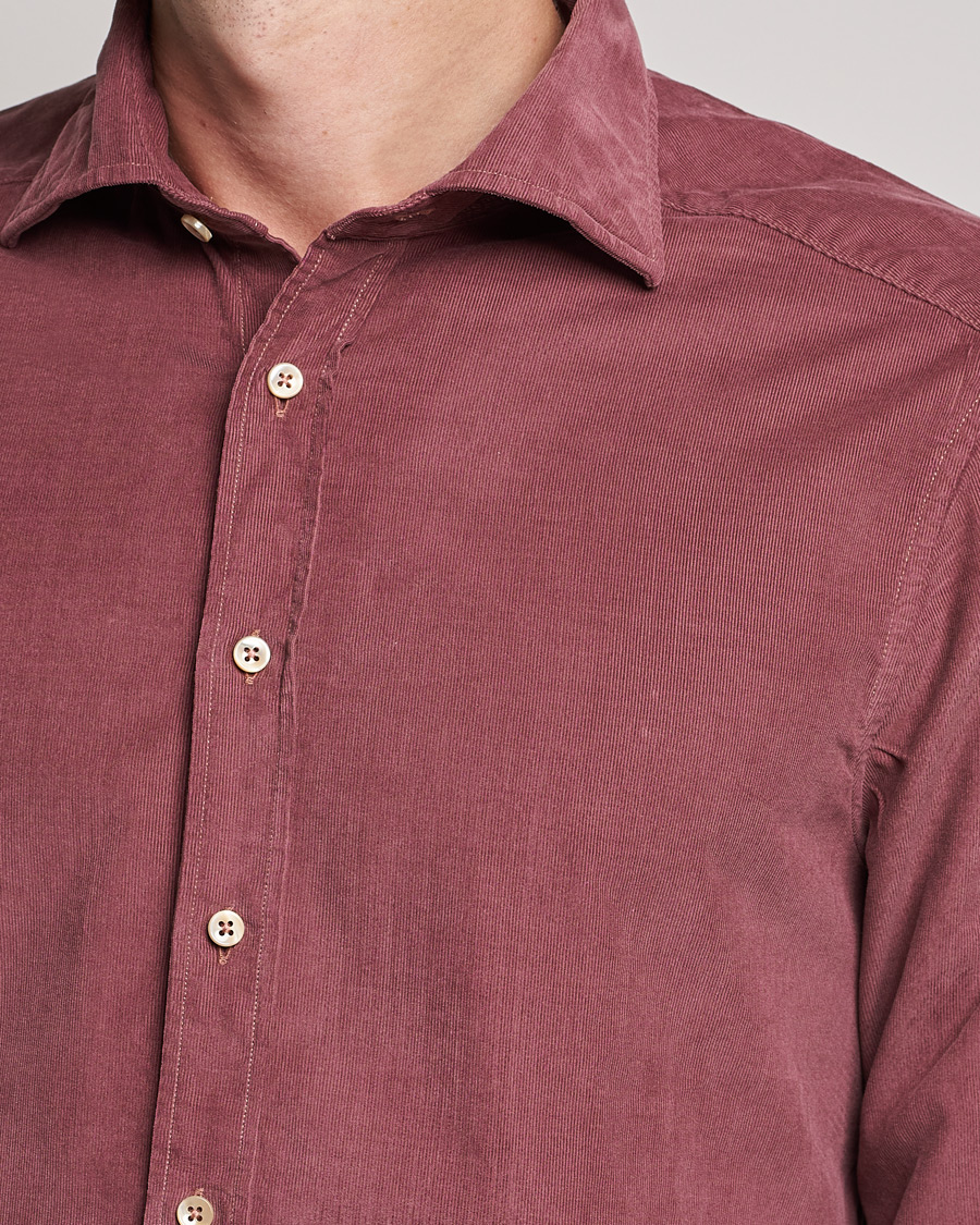 Mies | Kauluspaidat | Stenströms | Slimline Washed Cut Away Corduroy Shirt Wine Red