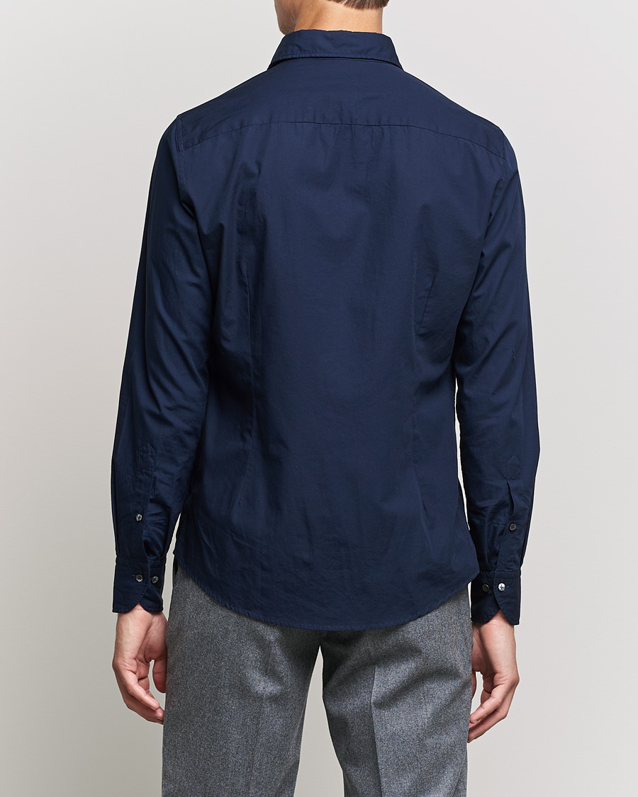 Mies | Kauluspaidat | Stenströms | Slimline Washed Cut Away Poplin Shirt Navy