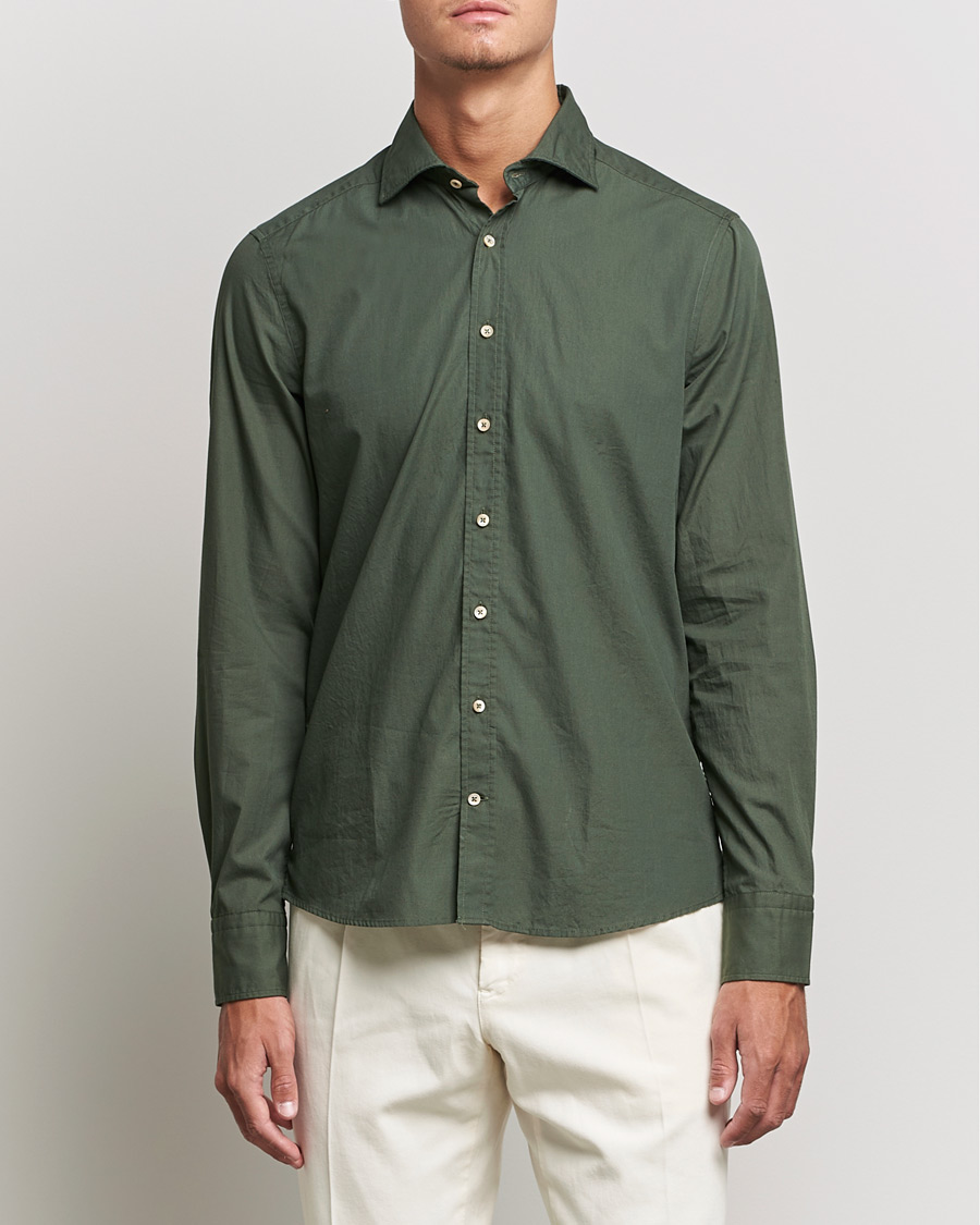 Mies | Kauluspaidat | Stenströms | Slimline Washed Cut Away Poplin Shirt Green