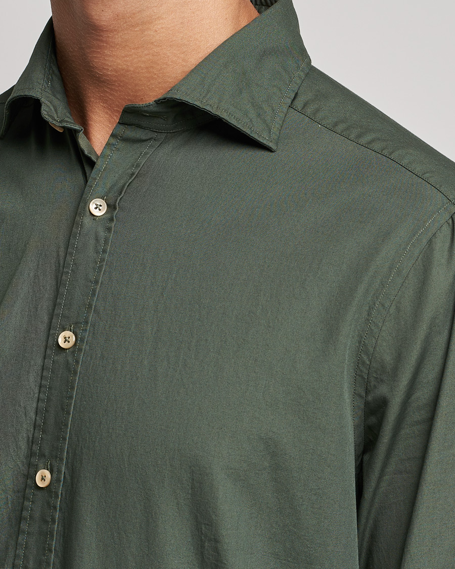 Mies | Kauluspaidat | Stenströms | Slimline Washed Cut Away Poplin Shirt Green
