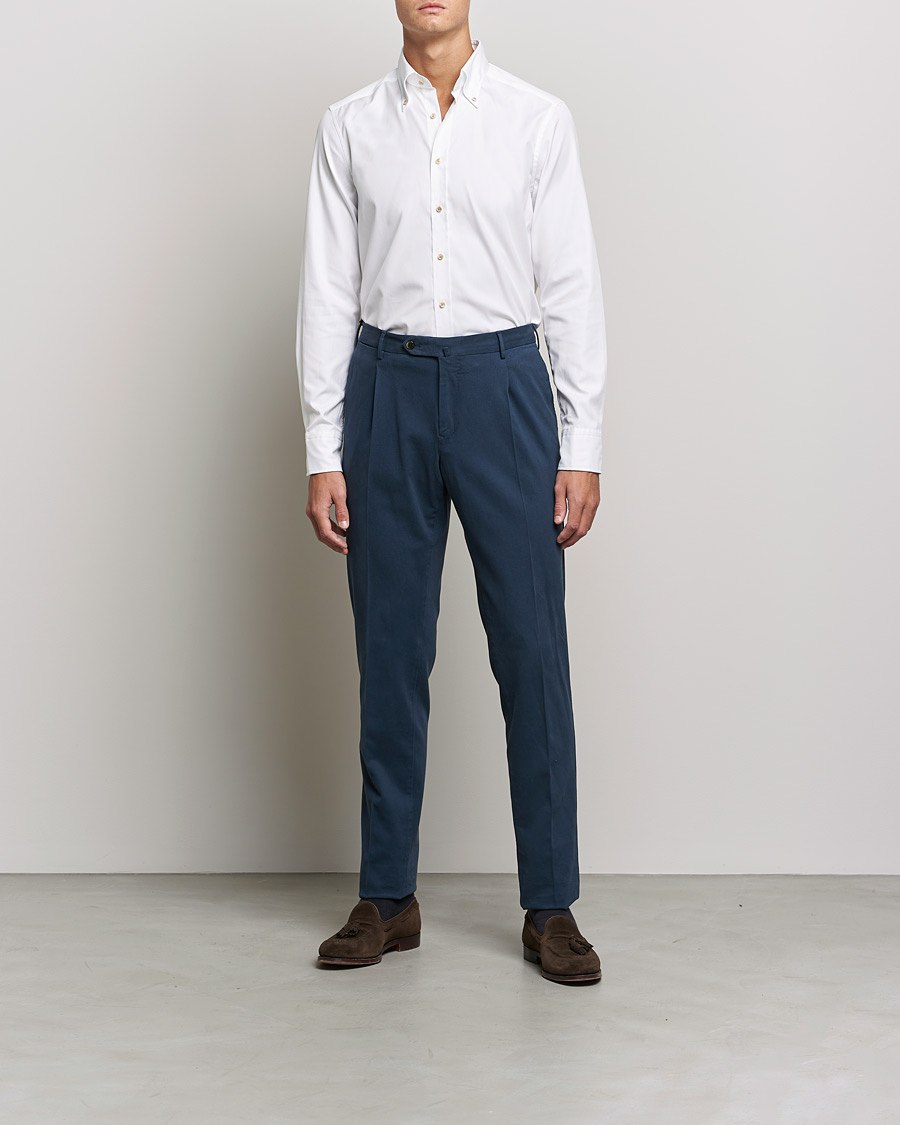 Mies | Kauluspaidat | Stenströms | Slimline Button Down Pinpoint Oxford Shirt White