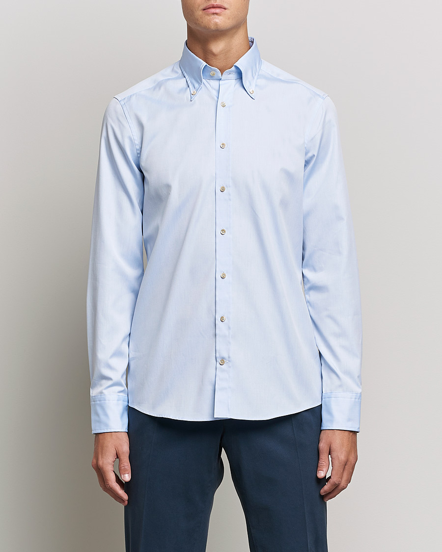 Mies |  | Stenströms | Slimline Button Down Pinpoint Oxford Shirt Light Blue