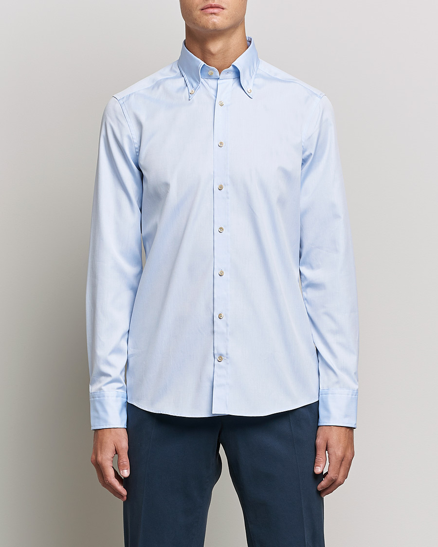 Mies | Kauluspaidat | Stenströms | Slimline Button Down Pinpoint Oxford Shirt Light Blue