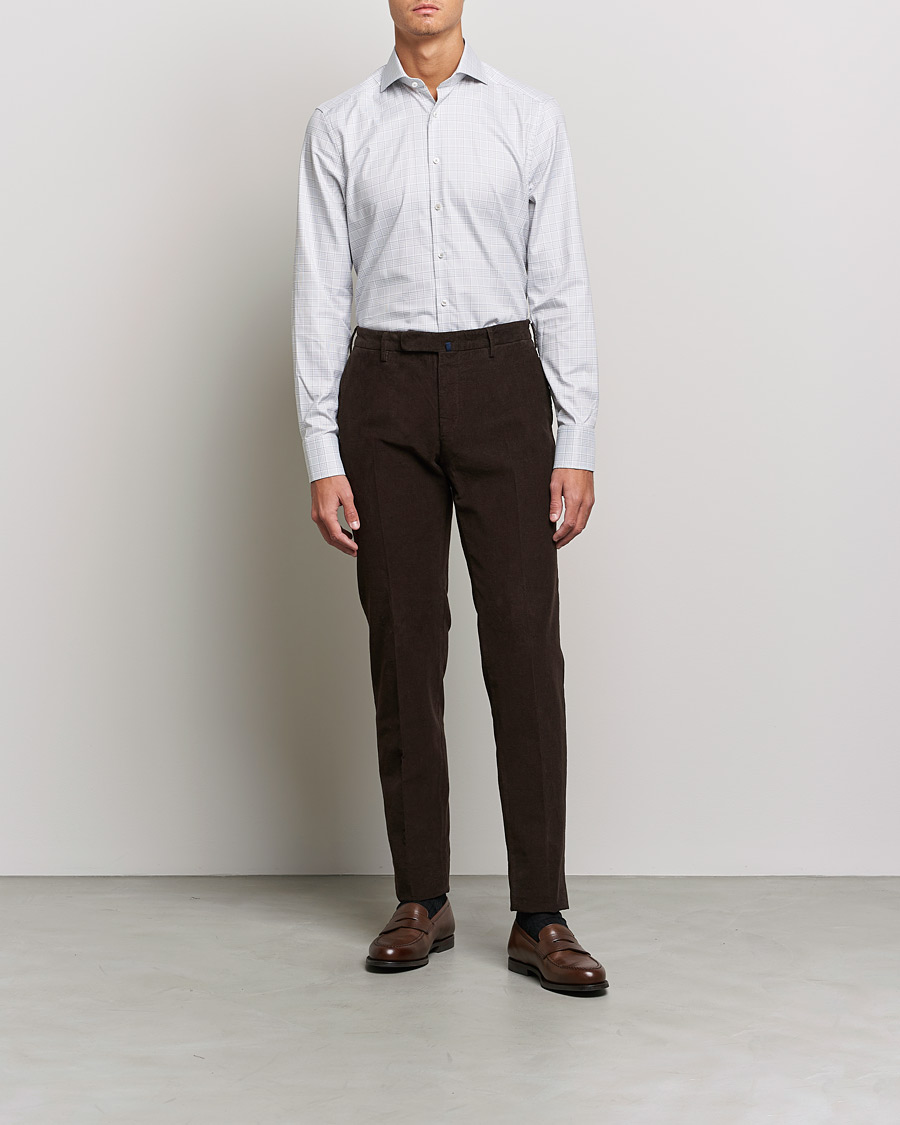 Mies | Kauluspaidat | Stenströms | Slimline Cut Away Checked Shirt Green