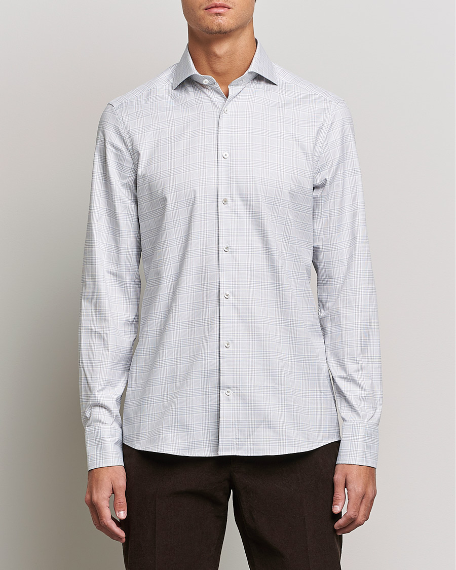 Mies | Kauluspaidat | Stenströms | Slimline Cut Away Checked Shirt Green