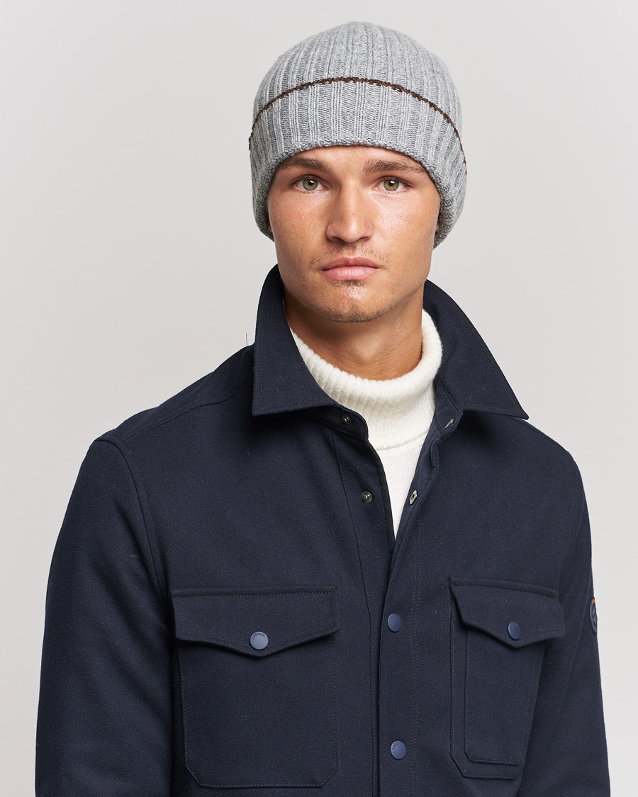 Mies |  | Stenströms | Wool Cashmere Ribbed Beanie Grey