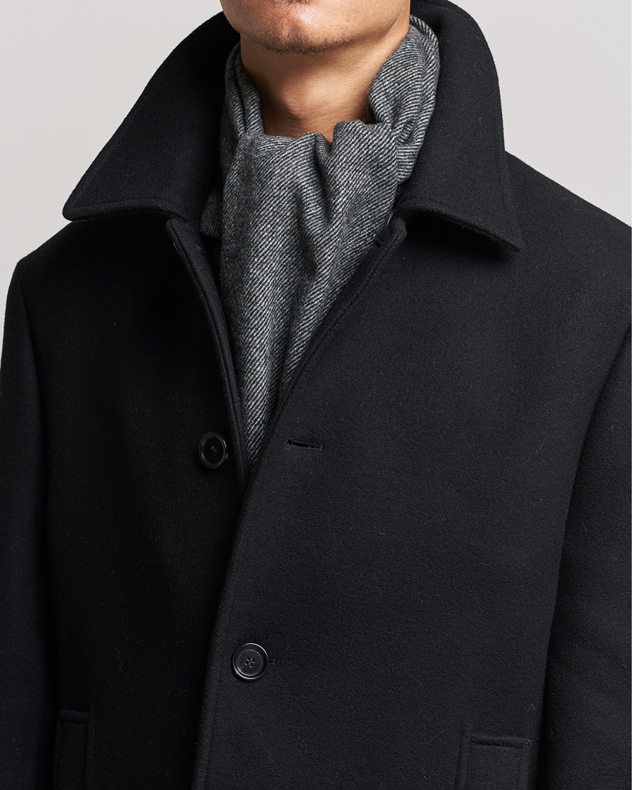 Mies |  | Stenströms | Herringbone Wool Scarf Charcoal Grey