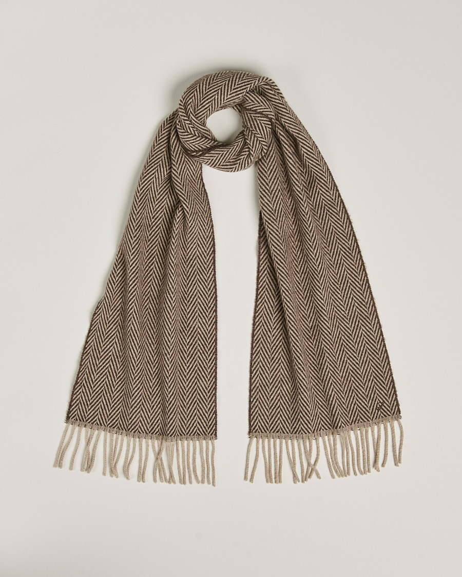 Mies | Stenströms Large Herringbone Wool Scarf Brown | Stenströms | Large Herringbone Wool Scarf Brown