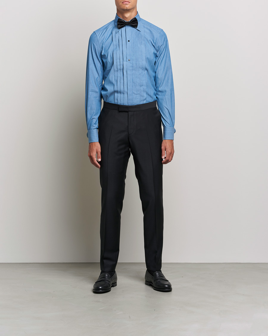 Mies | Kauluspaidat | Stenströms | 1899 Slimline Denim Tuxedo Shirt Blue