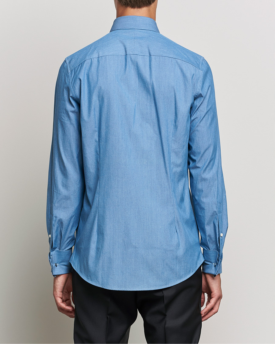 Mies | Kauluspaidat | Stenströms | 1899 Slimline Denim Tuxedo Shirt Blue