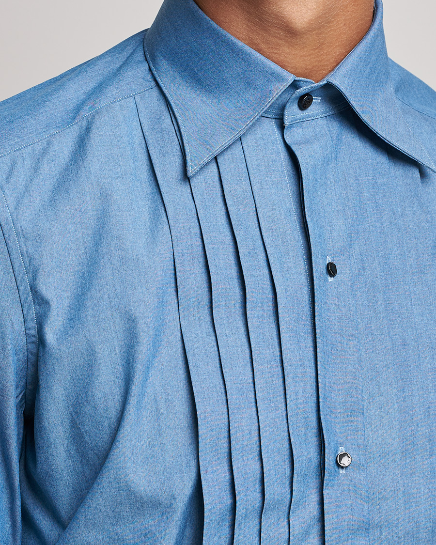 Mies | Kauluspaidat | Stenströms | 1899 Slimline Denim Tuxedo Shirt Blue