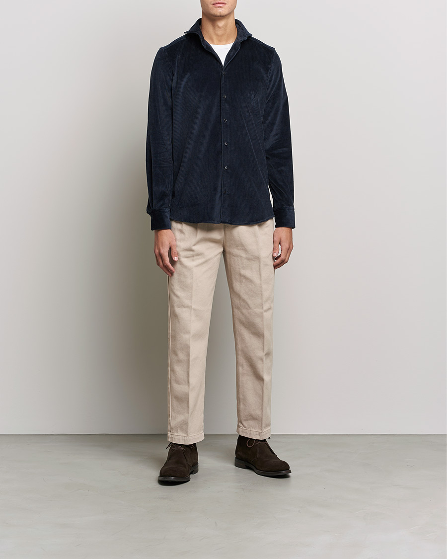Mies | Kauluspaidat | Stenströms | 1899 Slimline Sea Island Corduroy Shirt Navy