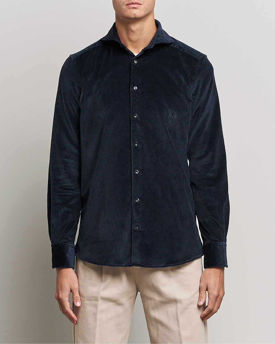 Mies | Kauluspaidat | Stenströms | 1899 Slimline Sea Island Corduroy Shirt Navy