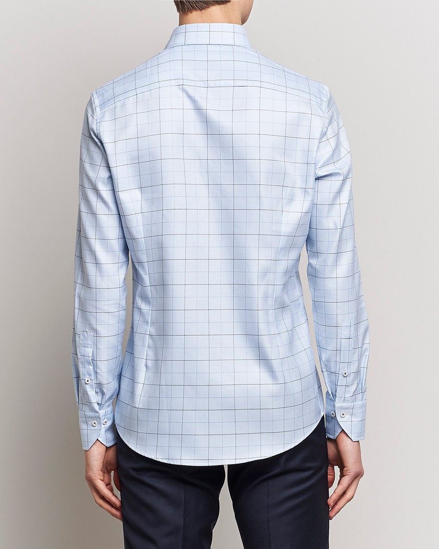 Mies | Kauluspaidat | Stenströms | Slimline Cut Away Windowpane Shirt Blue