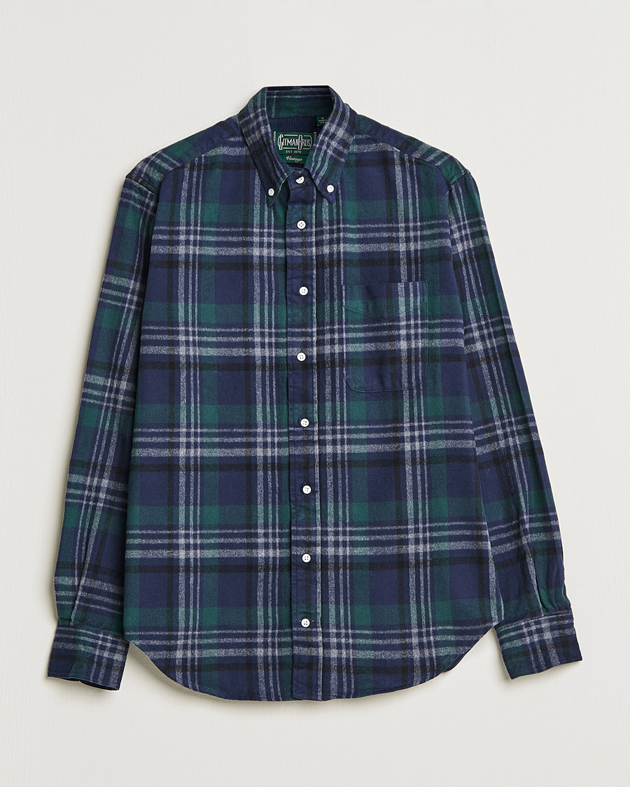 Mies | Kauluspaidat | Gitman Vintage | Button Down Shaggy Flannel Shirt Blackwatch Check