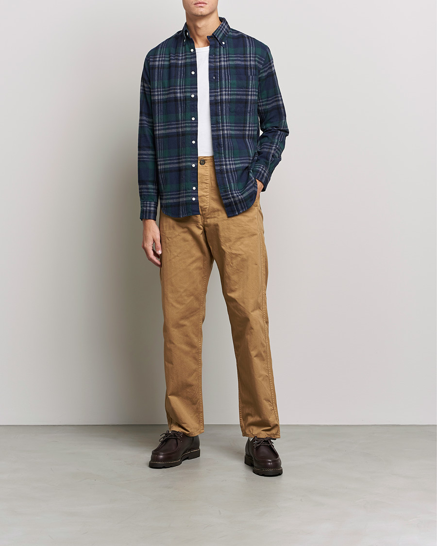Mies | Kauluspaidat | Gitman Vintage | Button Down Shaggy Flannel Shirt Blackwatch Check