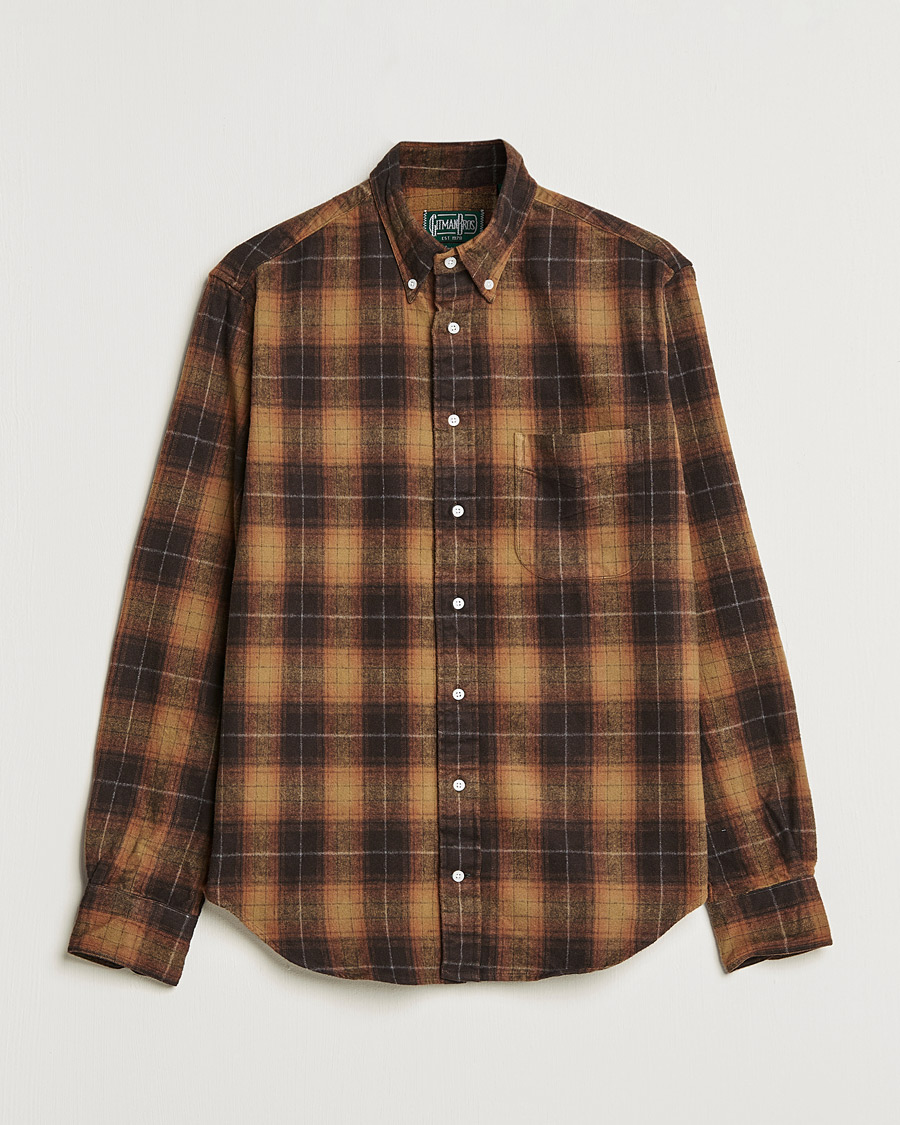 Miehet |  | Gitman Vintage | Button Down Shaggy Flannel Shirt Brown Check