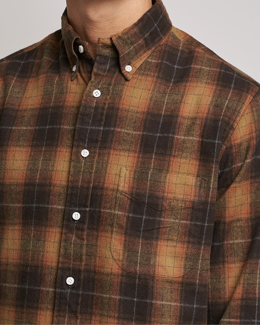 Mies | Kauluspaidat | Gitman Vintage | Button Down Shaggy Flannel Shirt Brown Check